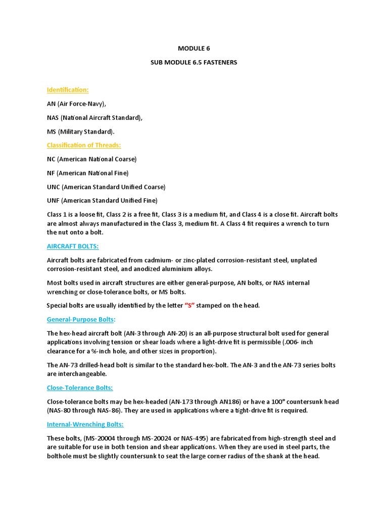 Module 6 5 Fasteners Pdf Screw Rivet