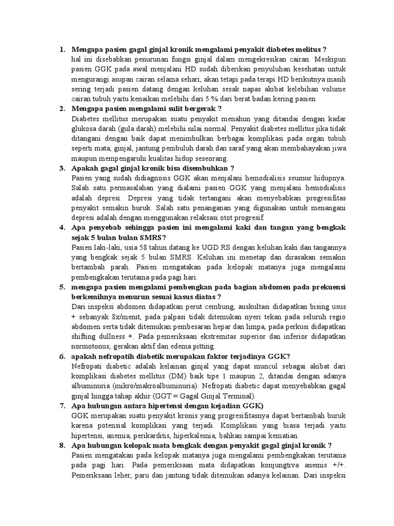 Hal Ini Disebabkan Penurunan Fungsi Ginjal Dalam Mengekresikan Cairan | PDF