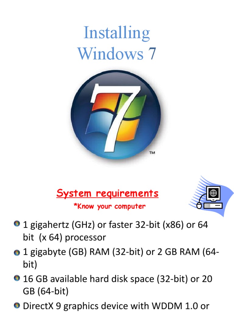 Installing of Widows 7 | PDF