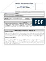 Plano de Curso Sociologia Geral - Direito Itaberaba-BA