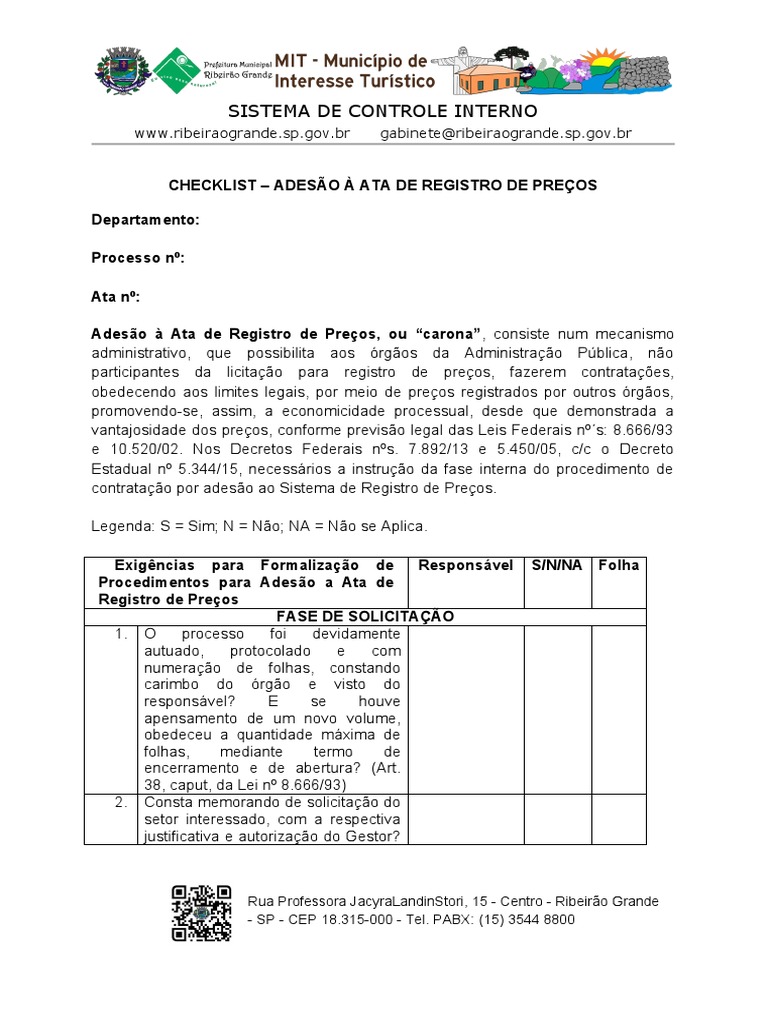 Checklist - Ata de Registro de Preços | PDF