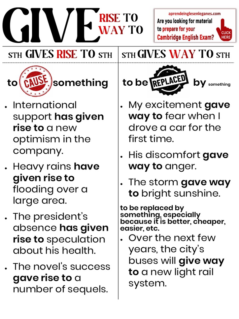 Give Rise To Vs Give Way To... | PDF