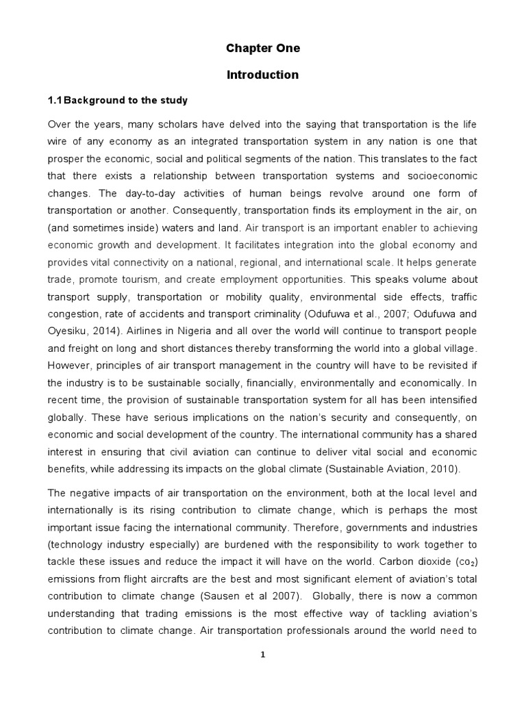 Analysis of The Significance of Air Transport To Sustainable ...