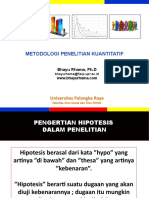 Metodologi Penelitian Kuantitatif Pertemuan 11 Hipotesis