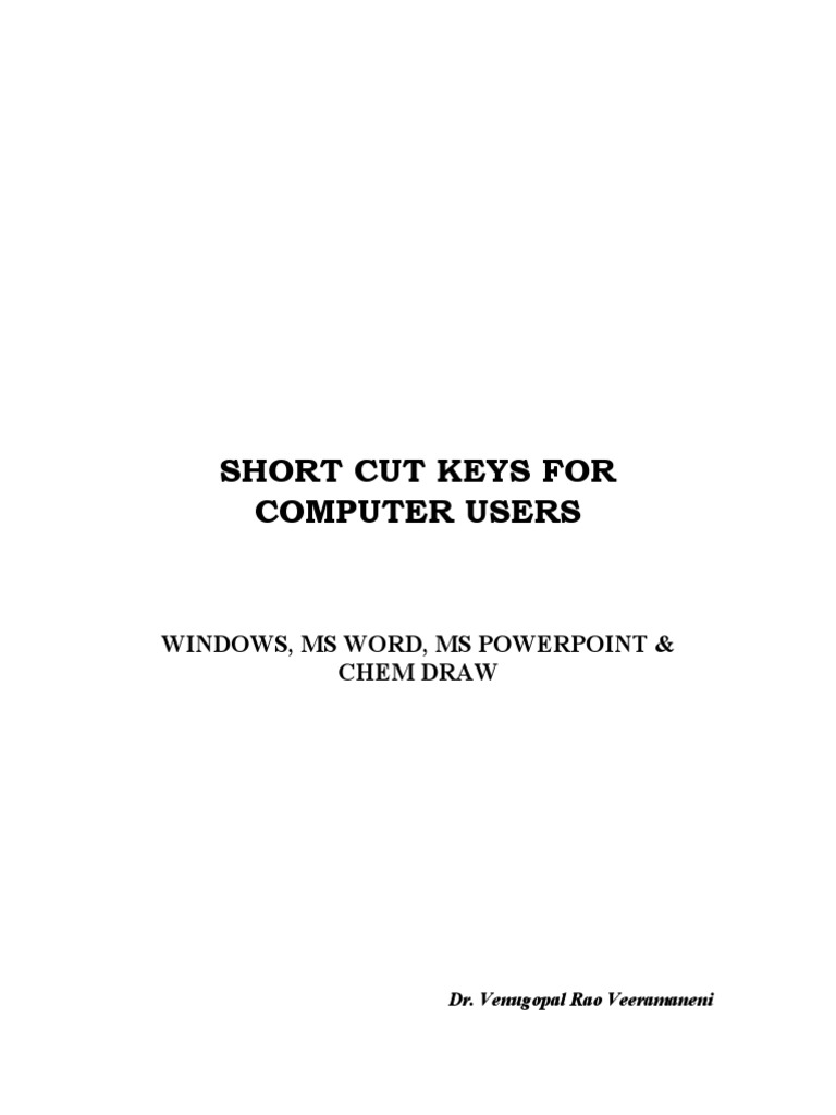 Short Cut Keys For Computer Users PDF Keyboard Shortcut Human