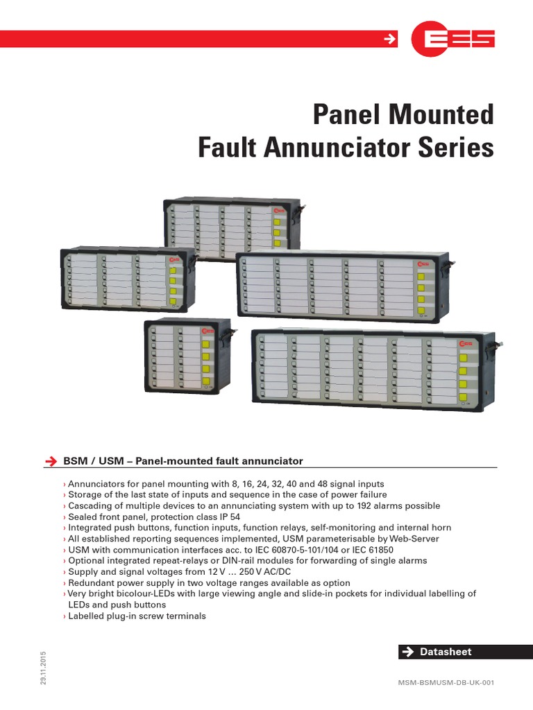 EES Panel-Mounted Fault Annunciator | PDF | Power Supply | Scada