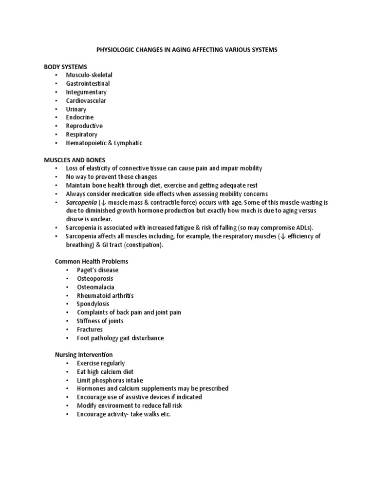 Physiologic Changes in Aging Systems | PDF | Urinary Incontinence ...