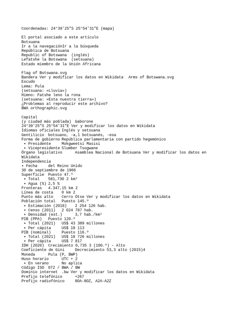 Botsuana PDF Botsuana