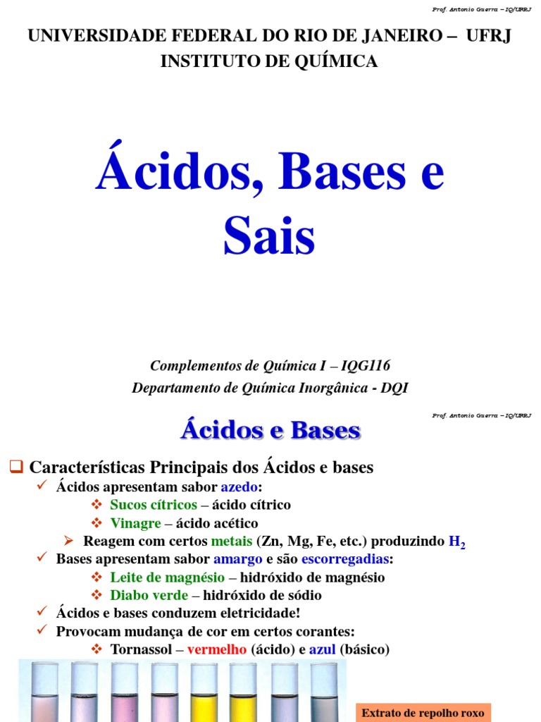 Ácidos, Bases e Sais | PDF | Ácido | Física Molecular