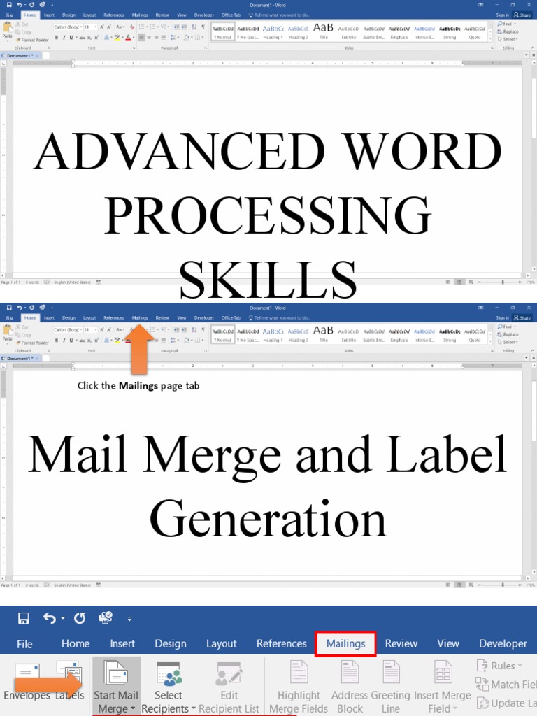 Advance Word Processing Skills | PDF image.