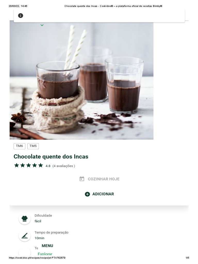 Chocolate Quente Dos Incas - Cookidoo® - A Plataforma Oficial de ...