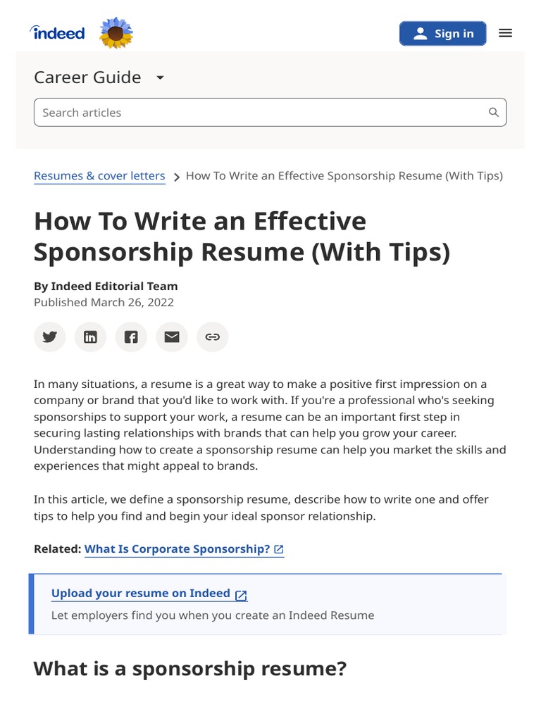 Sponsorship Resume Template PDF Résumé Proofreading Sponsorship Resume Template PDF Résumé Proofreading