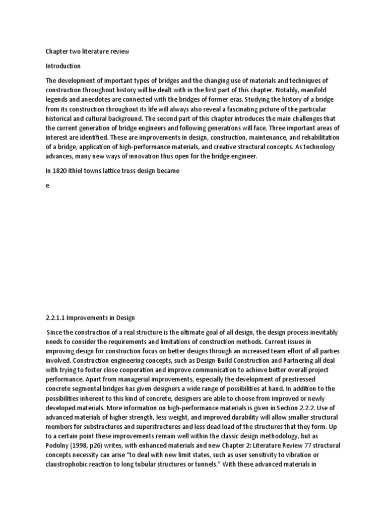 Chapter Two Literature Review | PDF | Bridge | Concrete