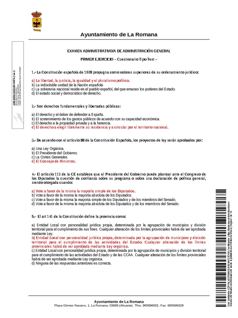 Test Administrativo Constitución Española | PDF | Legislador | Gobierno