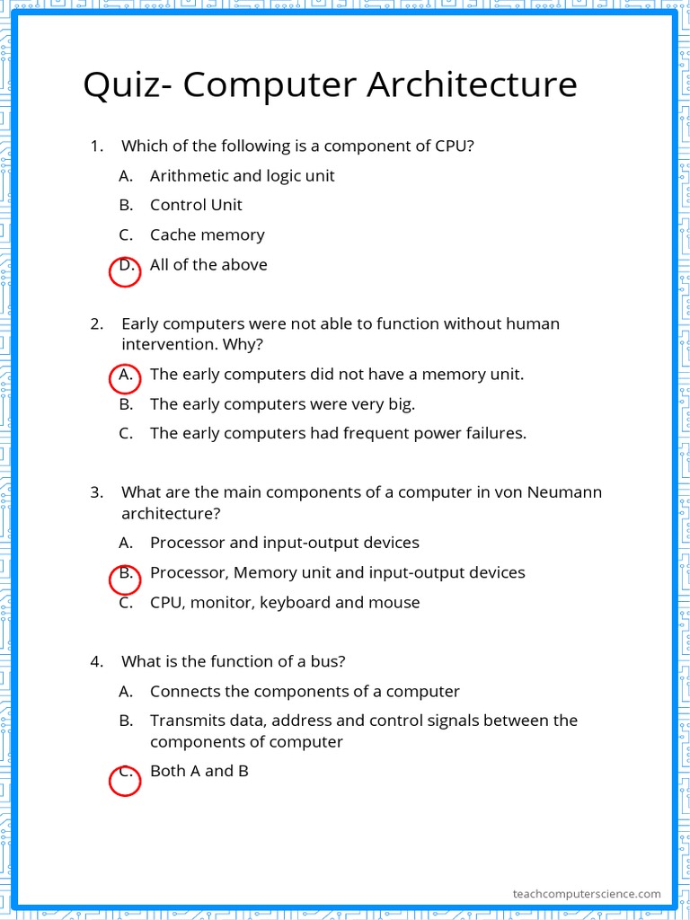 Understanding the Fundamentals of Computer Architecture: A Quiz on the ... image.
