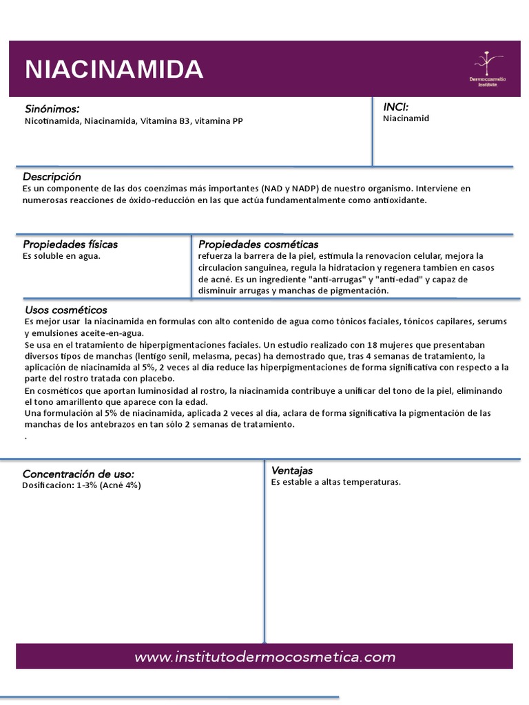 Beneficios y propiedades de la niacinamida | PDF | Salud y bienestar ...