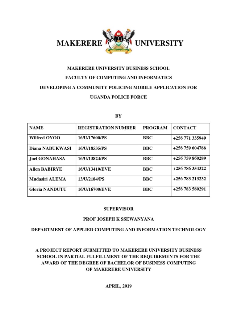 Final Year Project Report Community Policing Mobile Application Pdf