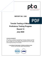 Tensile Testing of Metals Proficiency Testing Program Round 13 July 2020