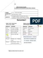 Reforzamiento de Inglés para 1° y 2° medio - Verbos, Pronombres y Actividades