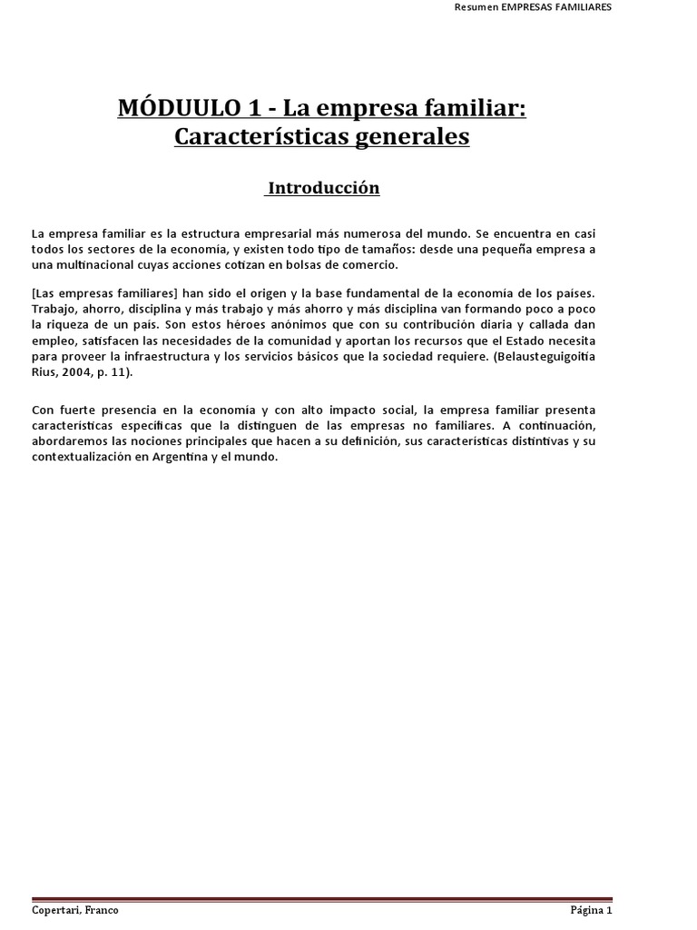 Resumen Empresas Familiares | PDF