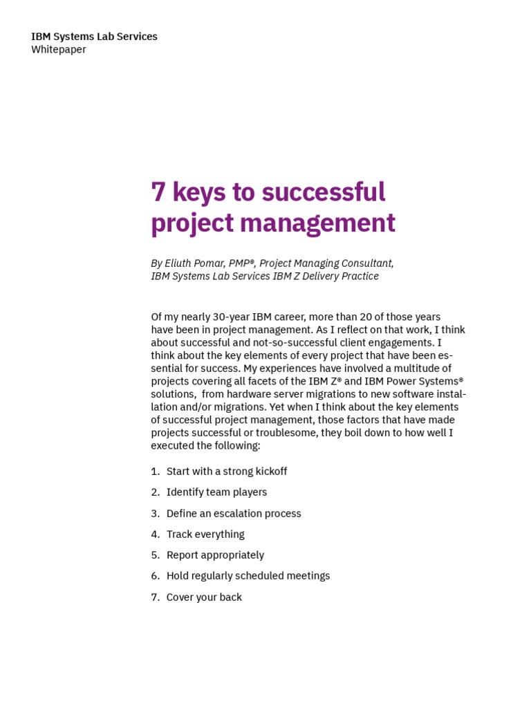 7 Keys To Successful PM - IBM | PDF | Project Management | Ibm