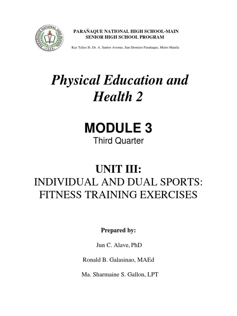 SHS Pe Grade11 2ndSemester 3rdQuarter PDF Physical Fitness