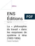 ENS Éditions: La Philosophie Du Travail Dans Les Esquisses de Système À Iéna (1802-1806)