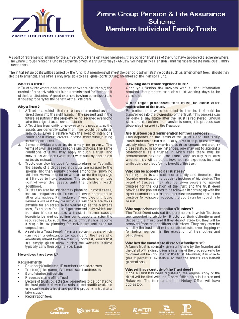 Family Trust Funds - Zimre Group Pension Scheme | PDF | Trust Law | Trustee