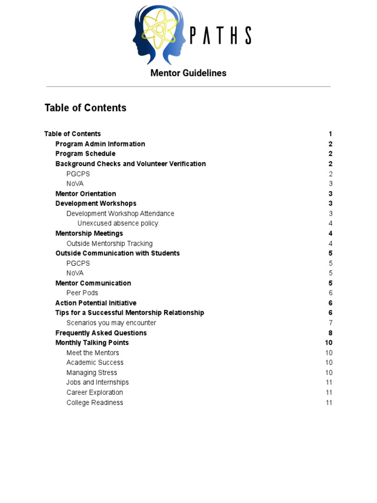 Mentor Guidelines Pdf Mentorship