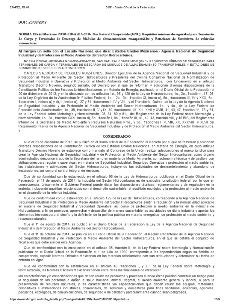 Nom 010 Asea 2016 | PDF | Presión | México