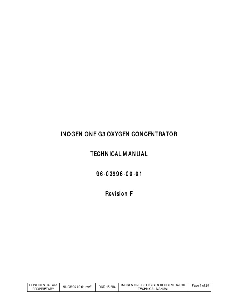 Technical Manual Inogen One G3 PDF Rechargeable Battery Power