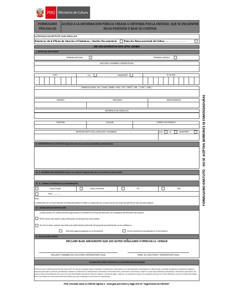 Formulario Fp01Oacgd Acceso A La Información Pública Creada U Obtenida ...