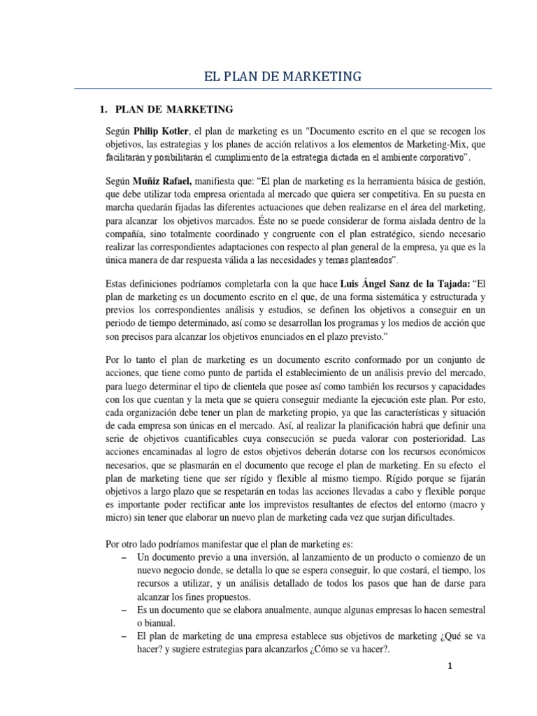 Guía del Plan de Marketing Efectivo | PDF | Marketing | Mercado (economía)