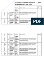 Yazarlik Ve Yazma Becerileri Unitelendirilmis Yillik Plan