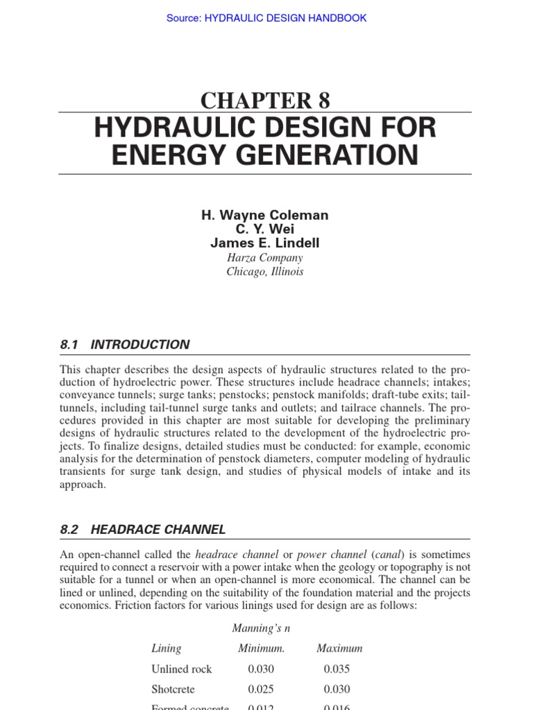 Hydraulic Design For Energy Generation | PDF | Turbine | Power Station