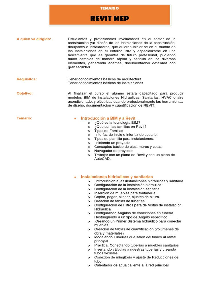 Curso de Revit para Instalaciones BIM | PDF | Autodesk Revit | Bienes ...
