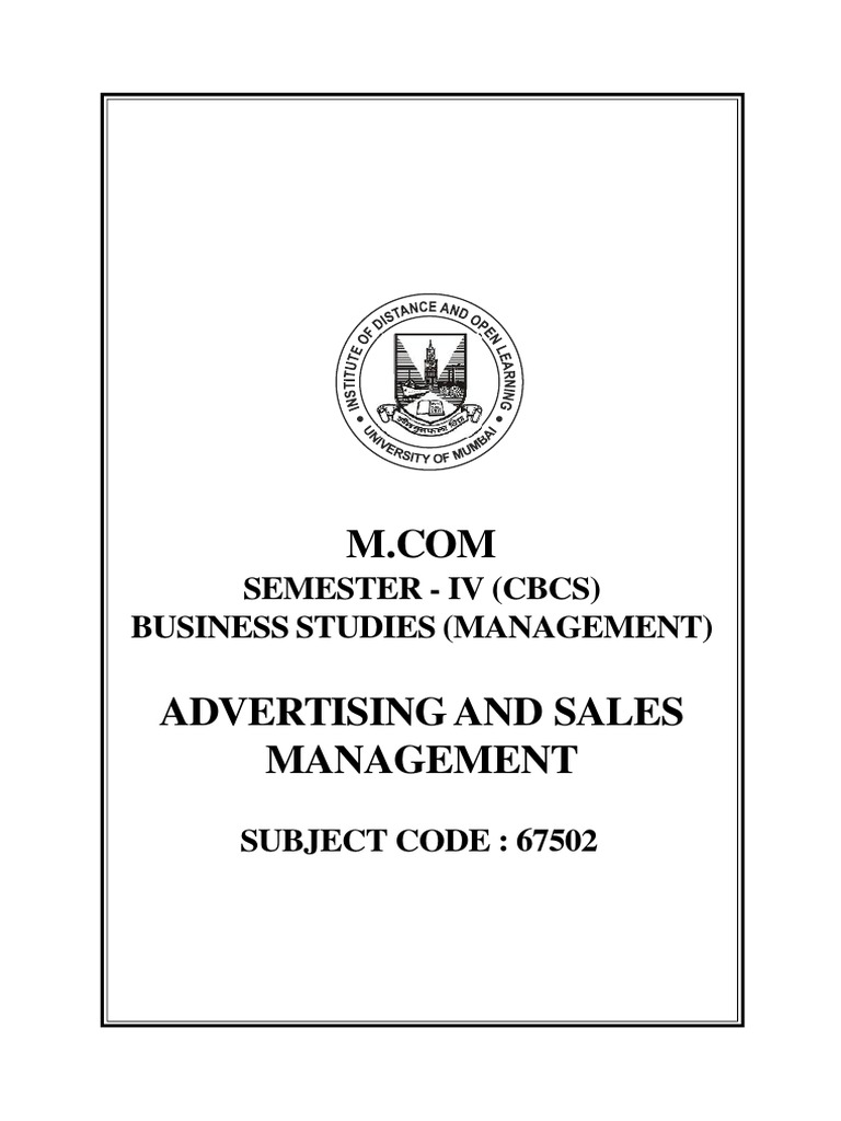 Advertising and Sales Management English | PDF | Advertising ...
