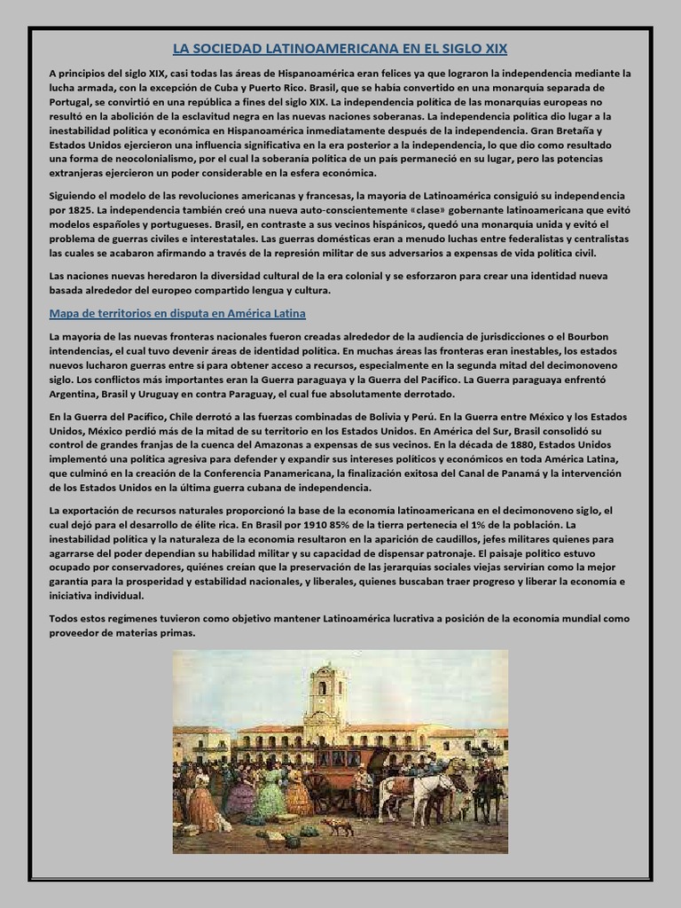 La Sociedad Latinoamericana en El Siglo Xix | PDF | Perú