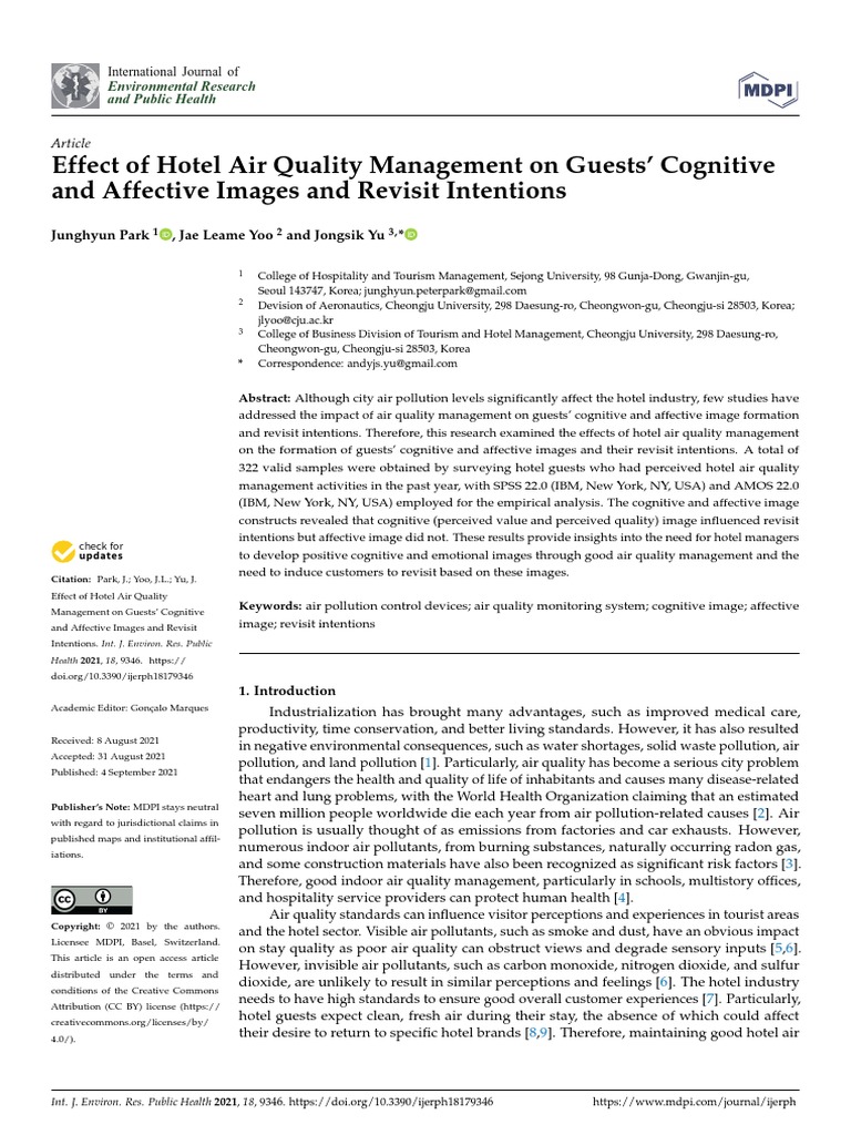 Effect of Hotel Air Quality Ma PDF Air Pollution Focus Group