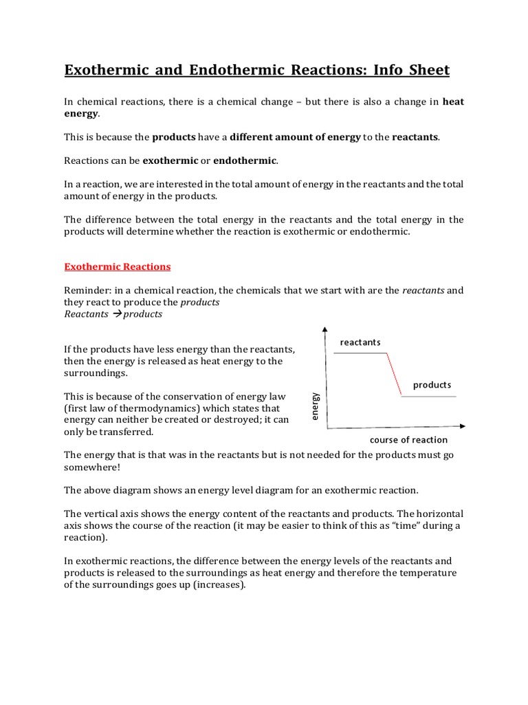 Exothermic and Endothermic Reactions PDF