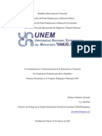 La Comunalizacion y Territorializacion de La Educacion en Venezuela