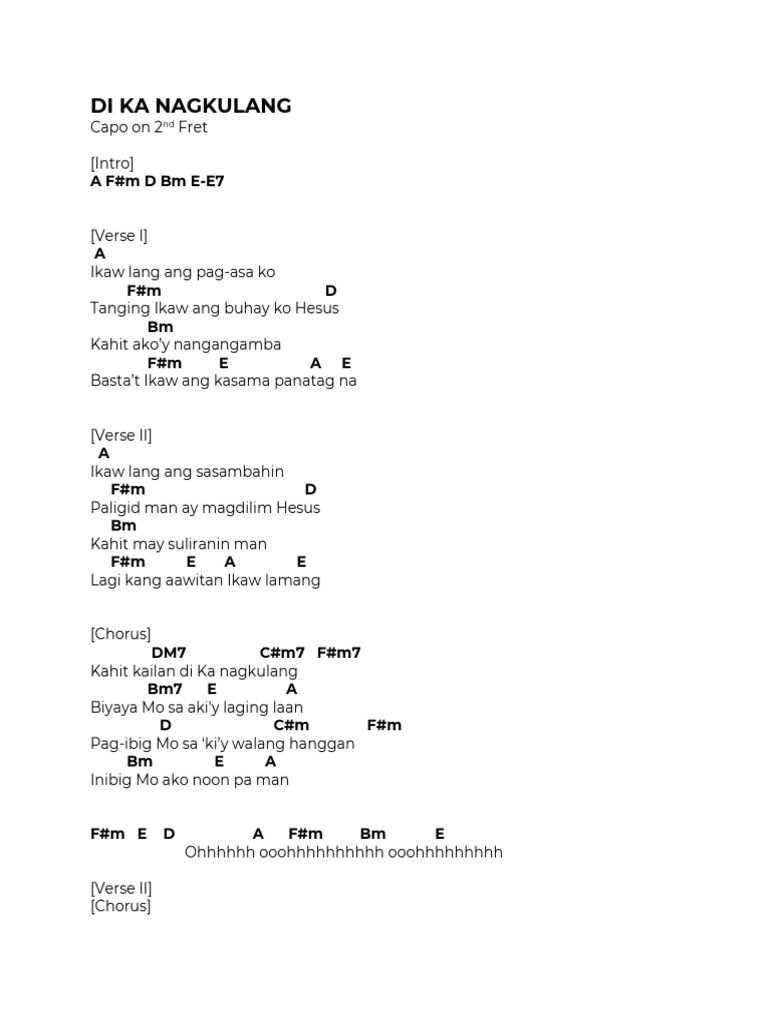 Di Ka Nagkulang (Key of B) With Capo PDF