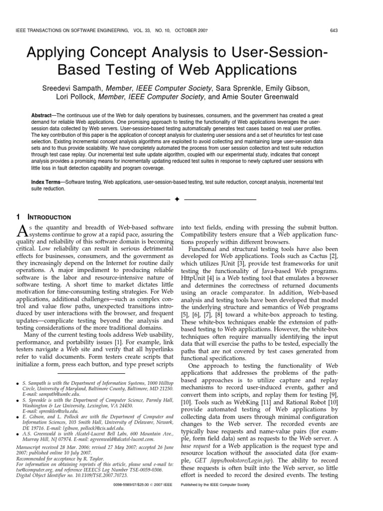 Concept Analysis for Web App Testing | PDF | Web Application | World ...