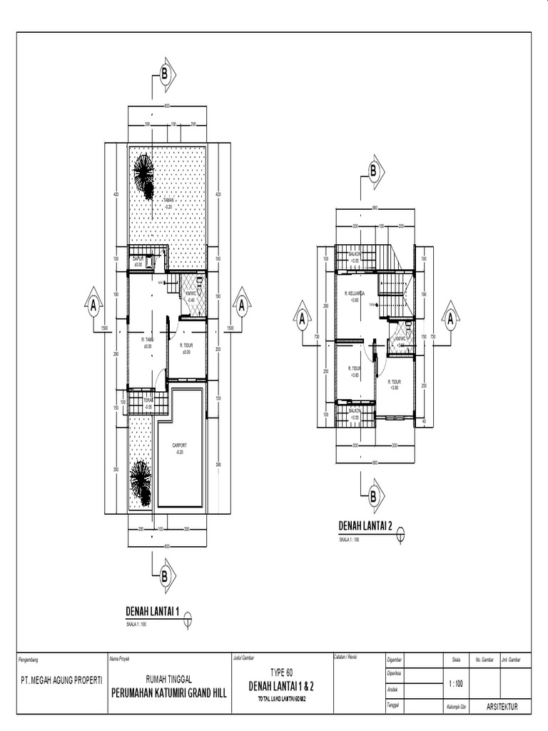 Denah Rumah Type 60 Lantai 1 & 2 | PDF