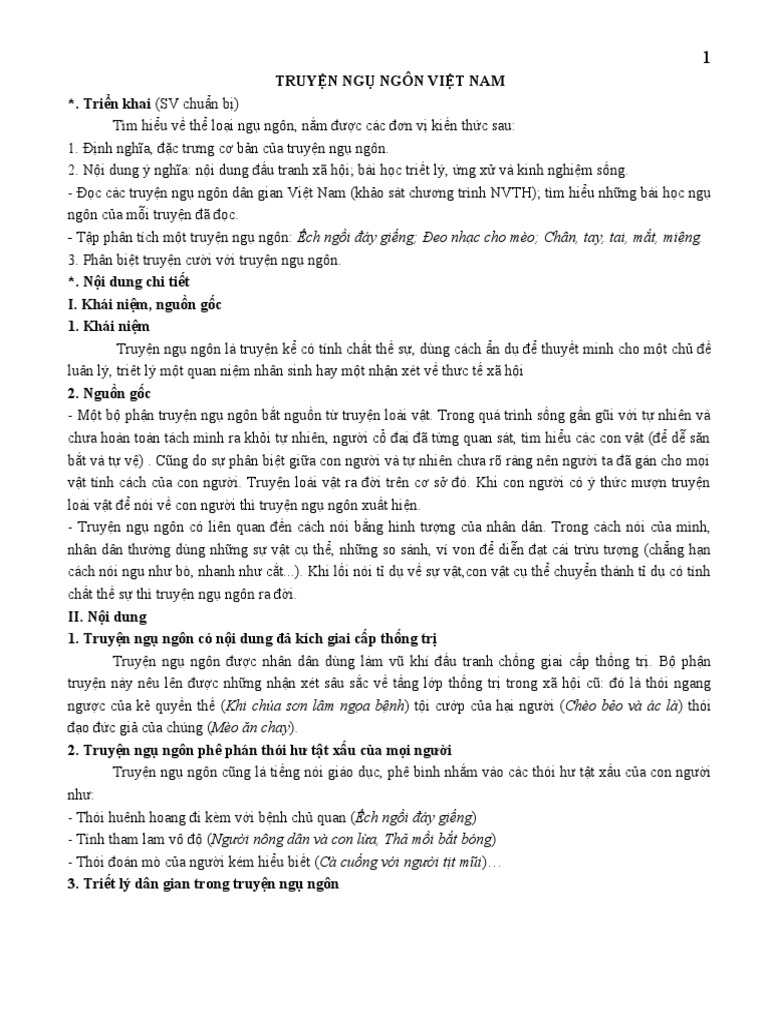 7.2 Bài 8 Truyện ngụ ngôn | PDF