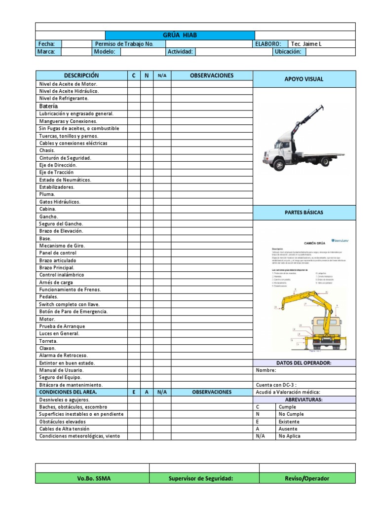 Checklist de Mantenimiento para Grúa HIAB | PDF