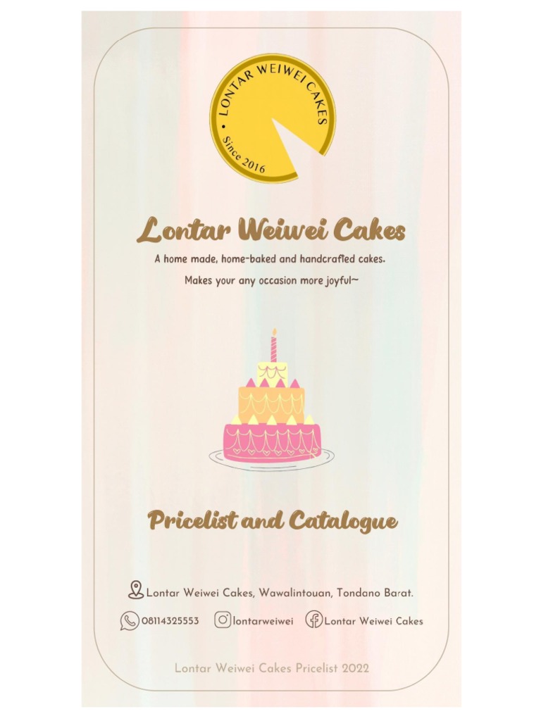 Lontar Weiwei Cakes Pricelist and Catalogue 2022 PDF
