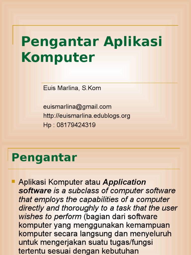 Materi 1 Pengantar Aplikasi Komputer   Materi 1 Pengantar Aplikasi Komputer