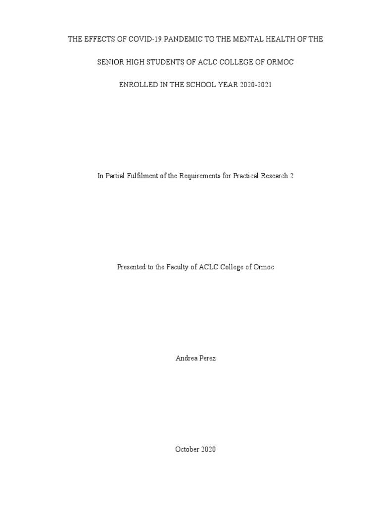 The Effects of Online School To Mental Health | PDF | Stress (Biology ...