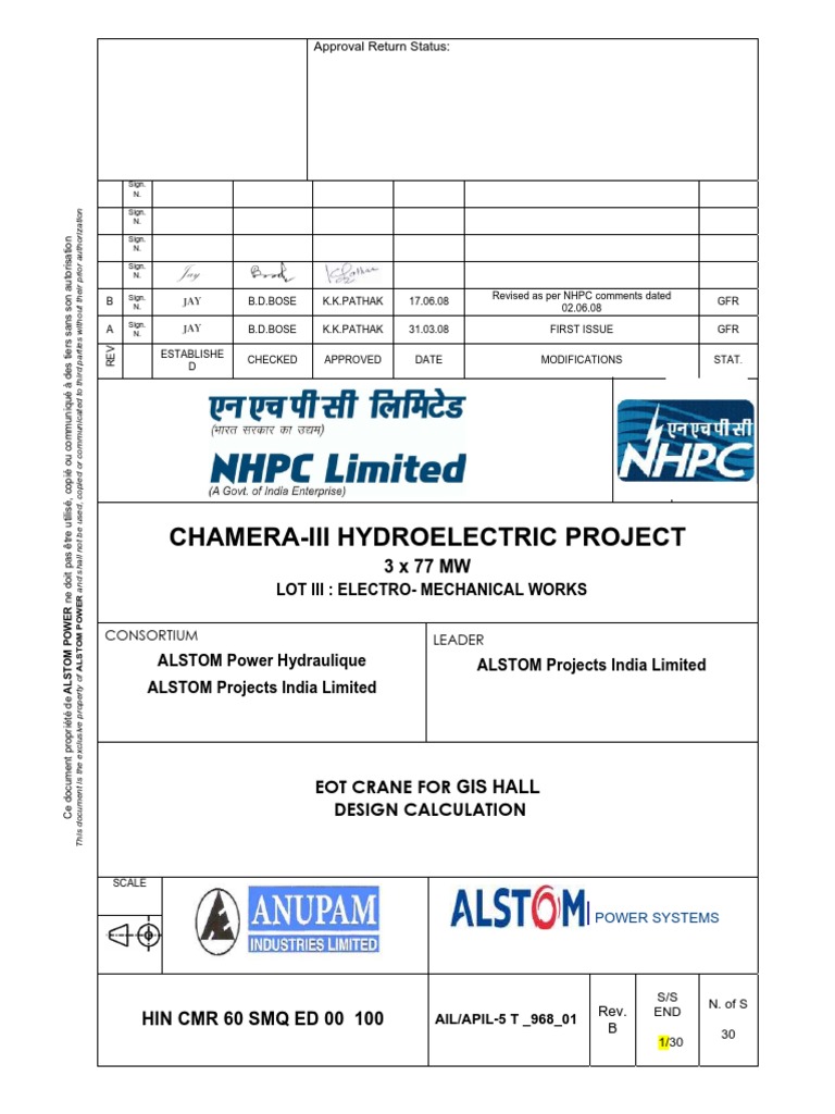 EOT Crane Design Calculations | PDF | Electric Motor | Crane (Machine)